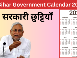 Bihar Government Calendar 2025